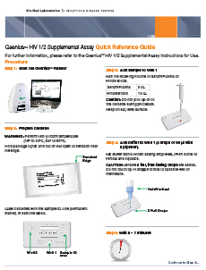 Geenius HIV-1 & HIV-2 Quick Reference Guide